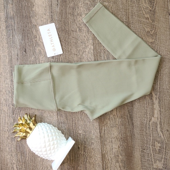 NWT! Athleta Elation Rib Tight - Shadow Olive - Picture 3 of 10